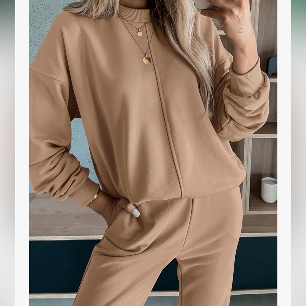 Stylish Tan Women's Jogger Set - Picture 2 of 2